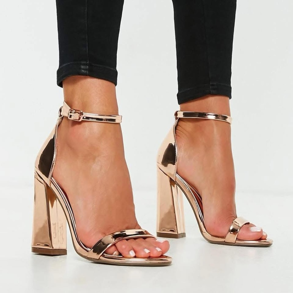 Missguided Shiny Rose Gold Heels